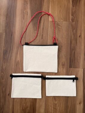 Handmade Canvas Crossbody + Organizer Pouch Set (3 Piece)